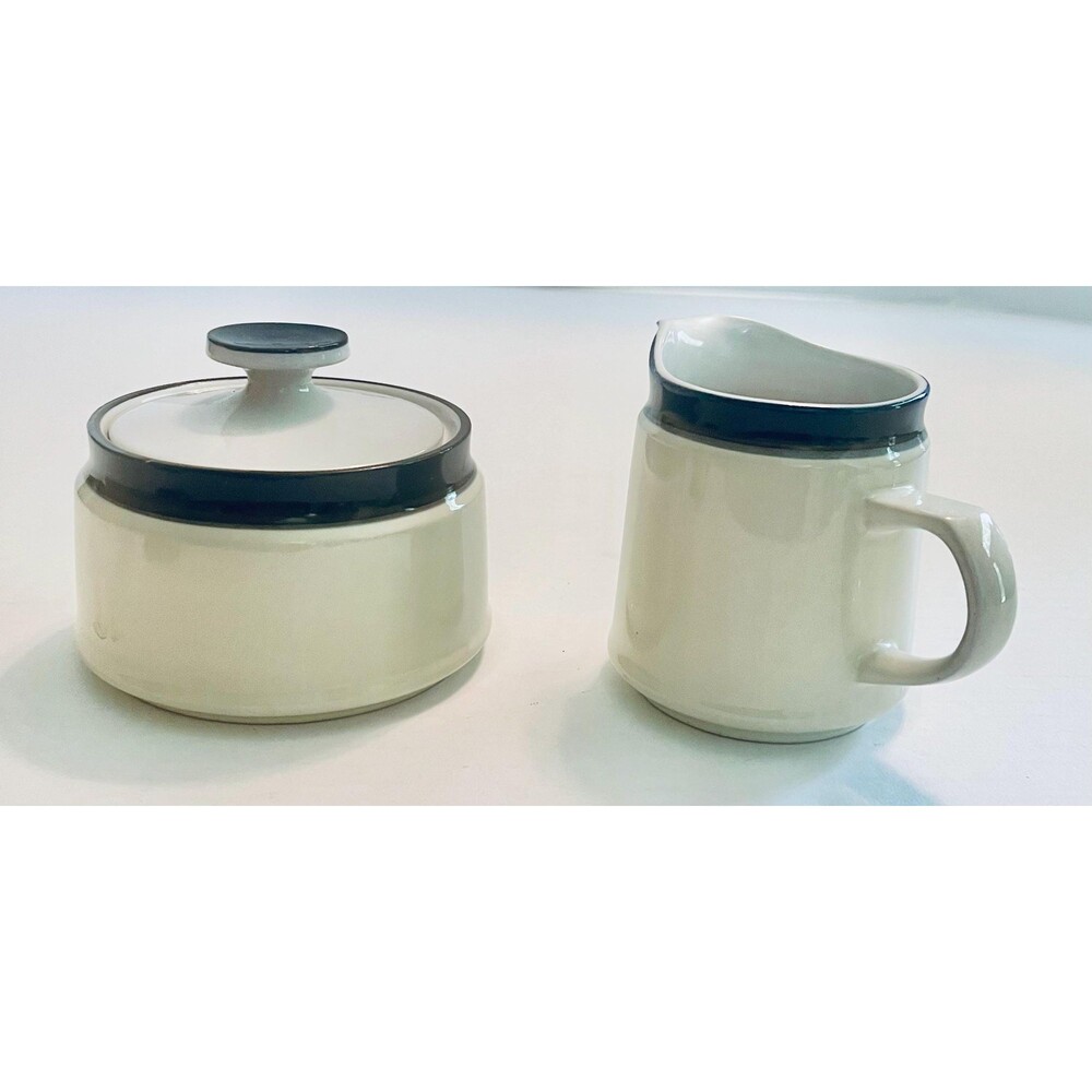 Vintage Spectrum Japan Stoneware Midnight Blue 763 creamer  lidded sugar bowl